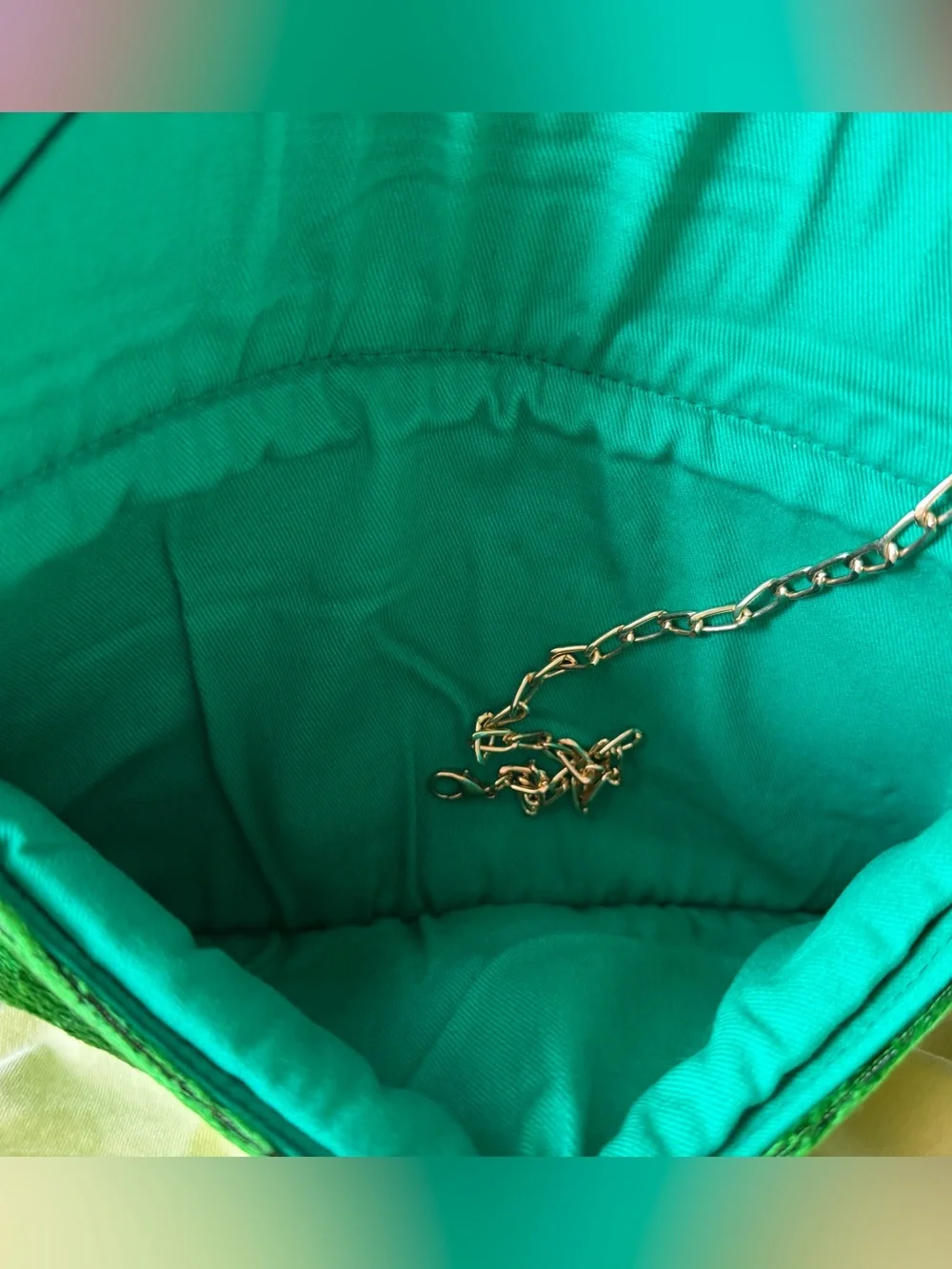 Bright Green Velvet Clutch with Rhinestone Medallion